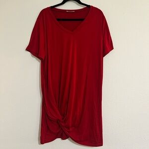 Bundled 2 Twist Knot T-Shirt Dresses 2X – Black & Red, V-Neck